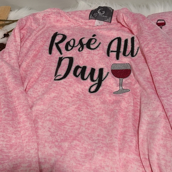 🍷🍷NEW🍷🍷ADORABLE!! ROSE' ALL DAY 2PC Pajama Set - Picture 2 of 16